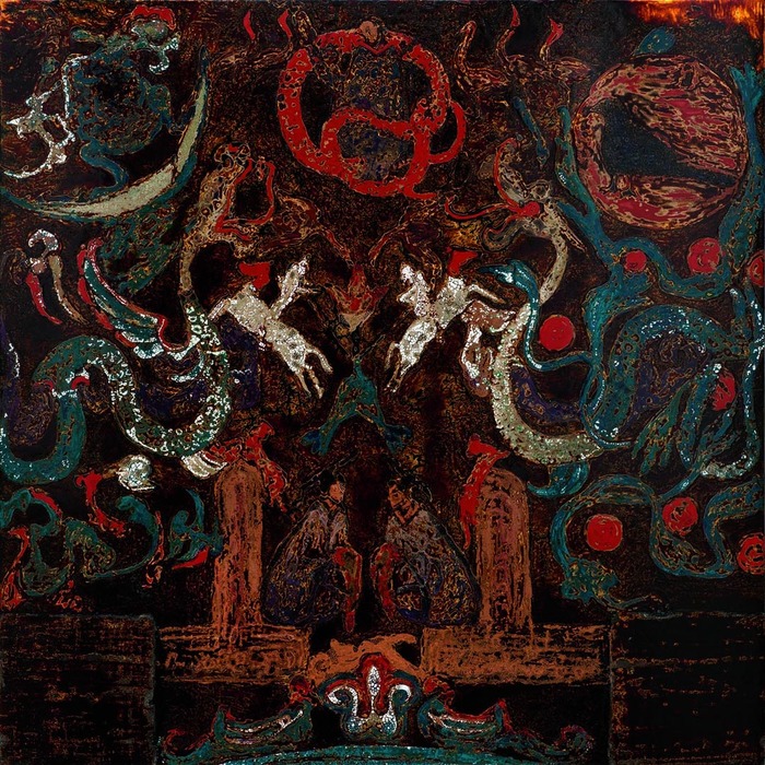 《引魂升天图之人间》60×60cm 漆画 2008作品17.